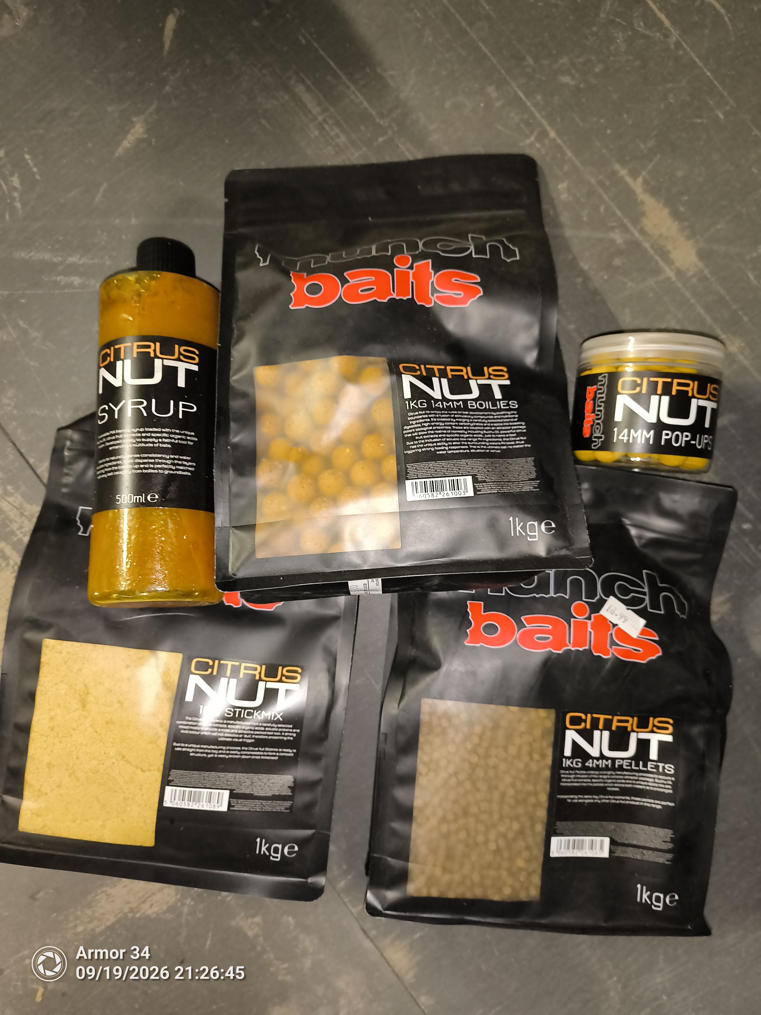 Munch Baits Boilies, Pop-ups, Pellets, Syrup, Stick Mix Citrus Nut