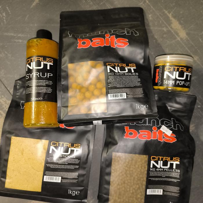 Munch Baits Boilies, Pop-ups, Pellets, Syrup, Stick Mix Citrus Nut
