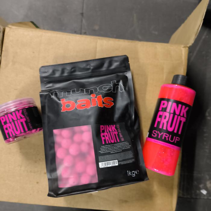 munch baits Boilies, Wafters, Syrup Pink Fruit 1kg 18mm (boilies), 14mm (wafters)