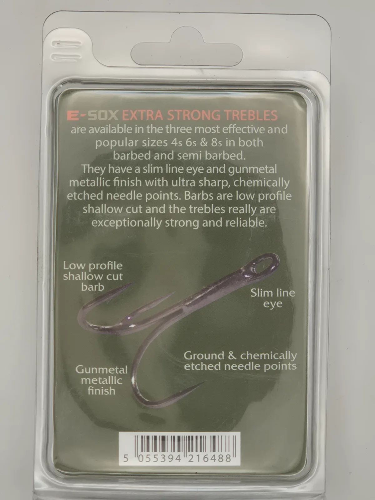 E-sox Hooks Treble semi barbbed extra long, view 2
