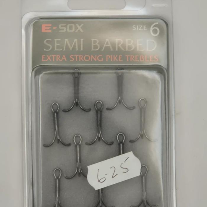 E-sox Hooks Treble semi barbbed extra long