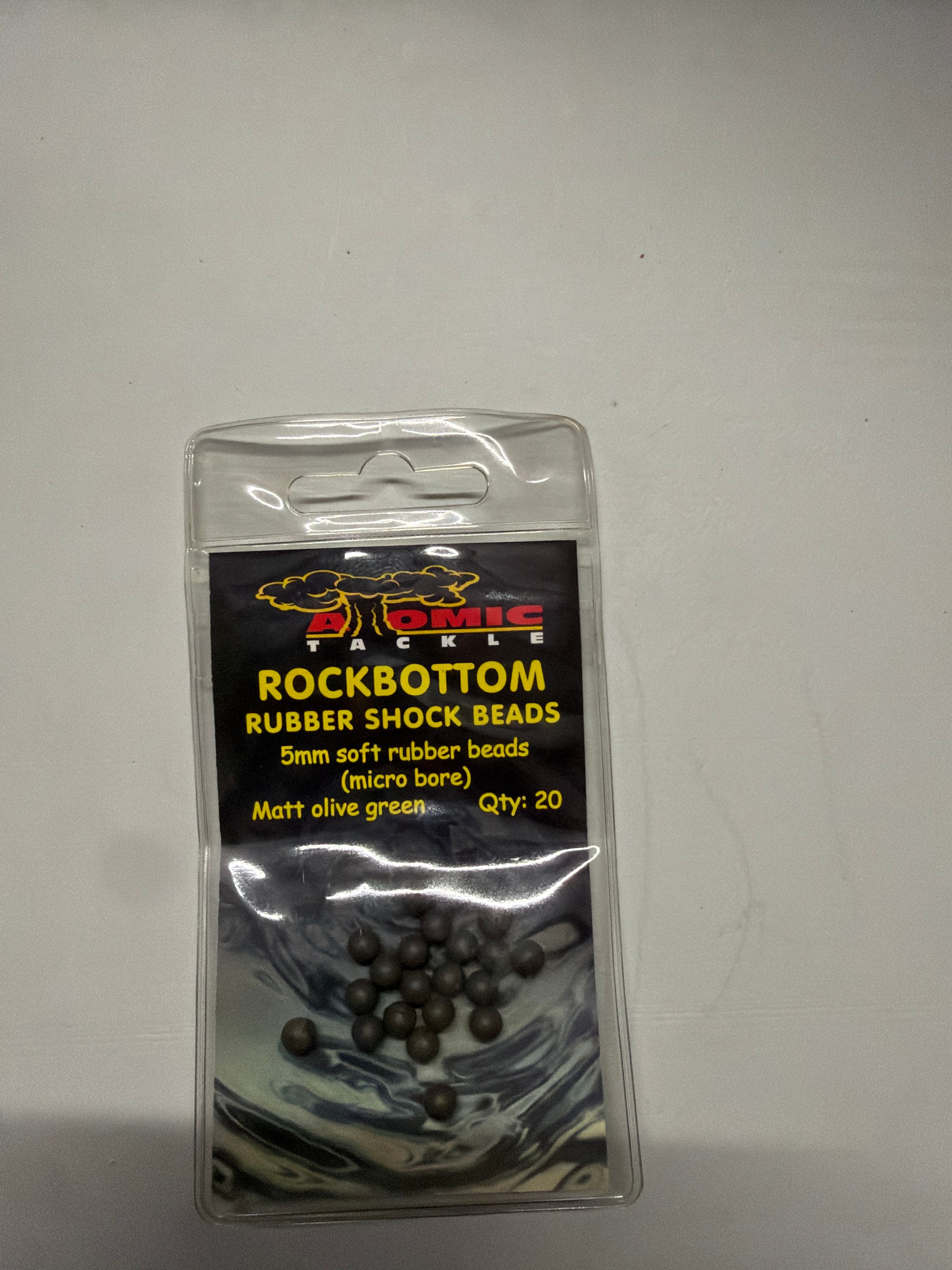 Atomic Tackle 5mm soft rubber Matt olive Green shock beads